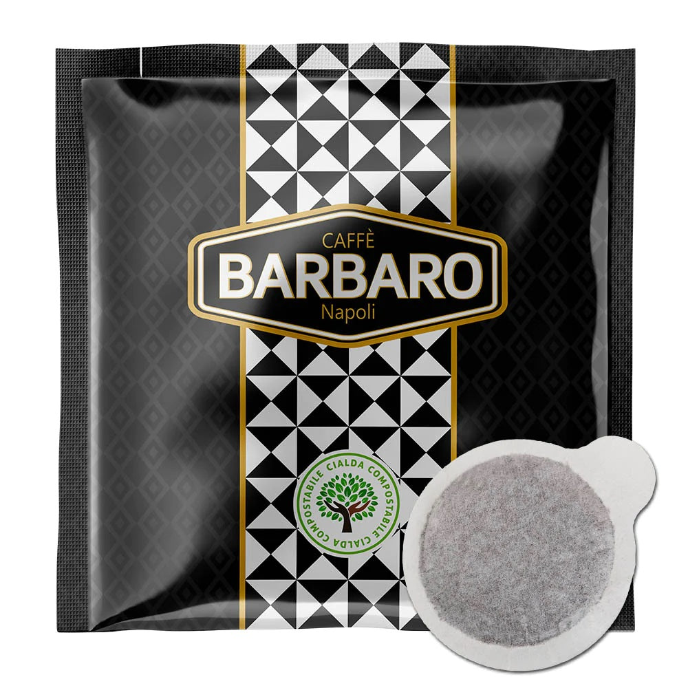 ナポリの伝統エスプレッソ コーヒーポッド 44mm「Caffee BARBARO Nero」50個