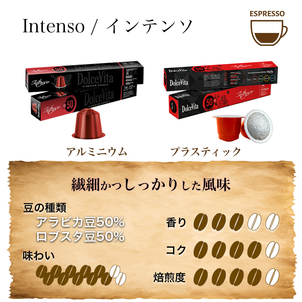 ネスプレッソ互換カプセル コーヒー 200個 「DolceVita Intenso」