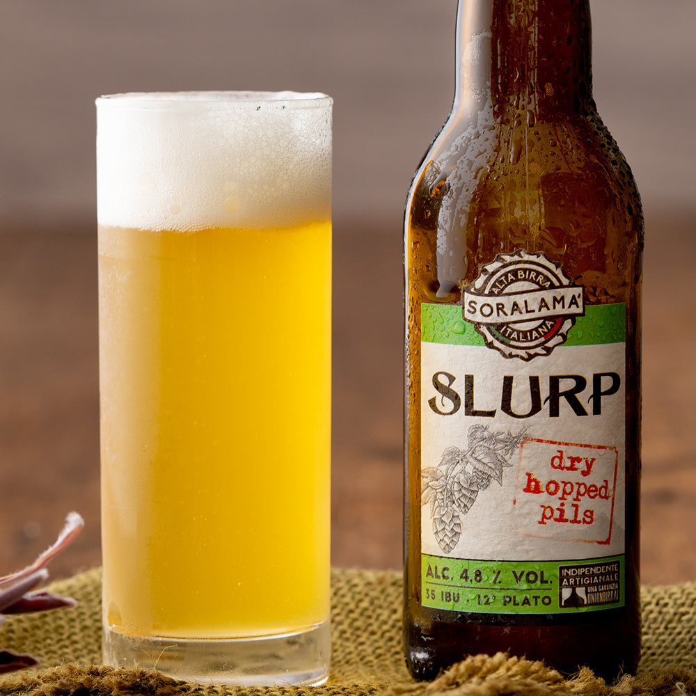 イタリアクラフトビール 期待通りのドライラガー「SLURP」