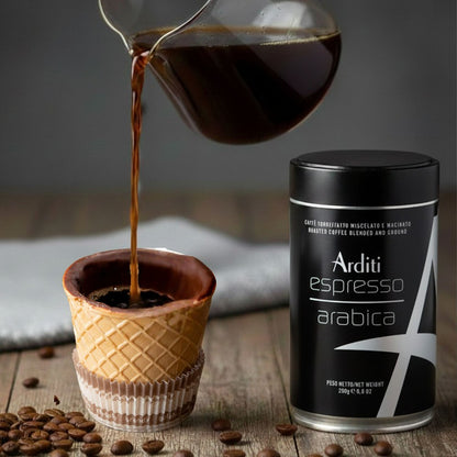 コーヒー豆 ESPRESSO ARABICA 250g（アラビカ豆100%）&チョカップ「CHOCUP」6カップ イタリアギフトセット