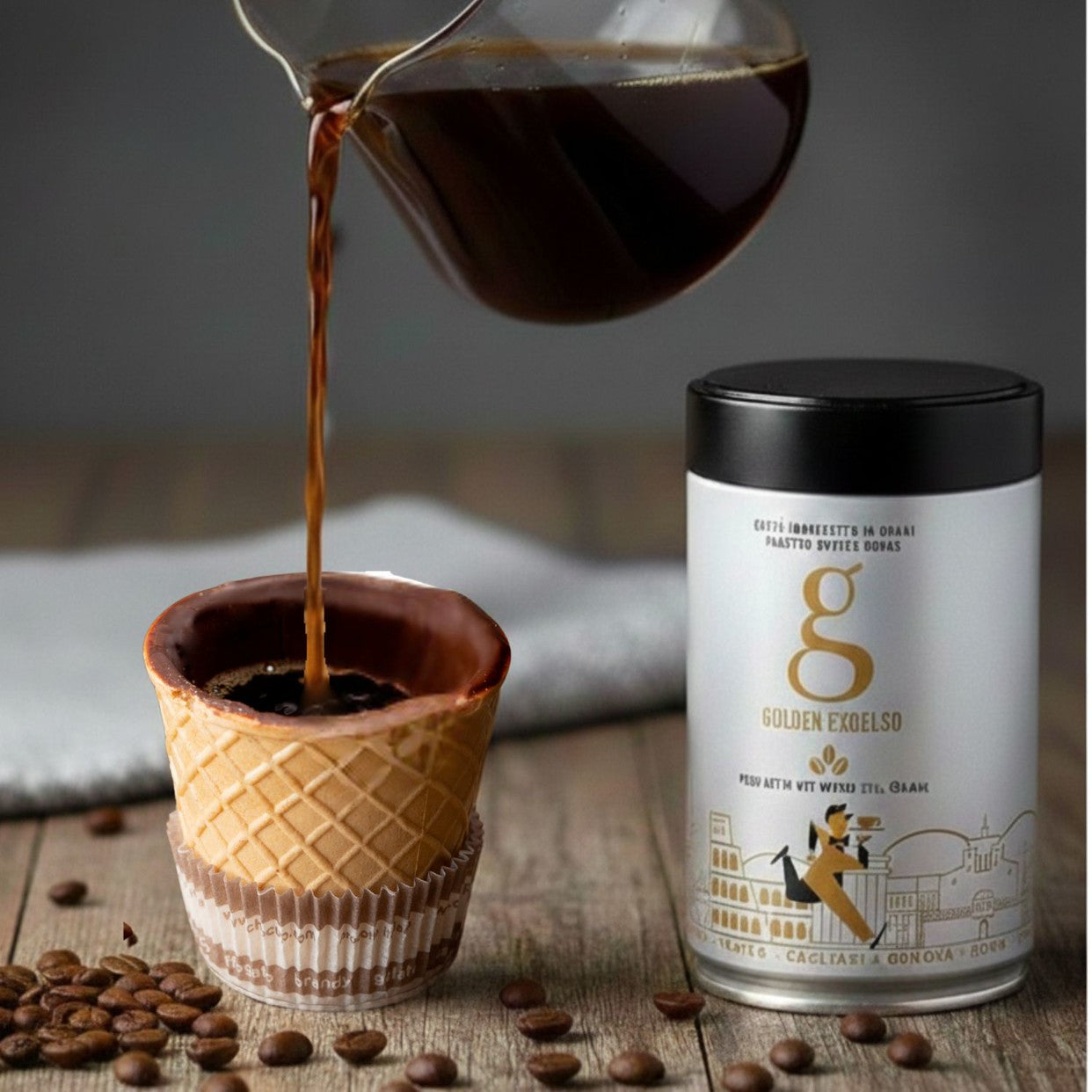 コーヒー豆 250g 「GOLDEN EXCELSO」エスプレッソ用ブレンド & チョカップ CHOCUP 1箱 6個入り (コピー)