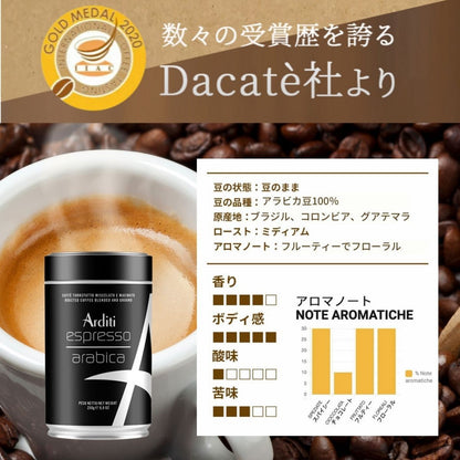 コーヒー豆 ESPRESSO ARABICA 250g（アラビカ豆100%）&チョカップ「CHOCUP」6カップ イタリアギフトセット