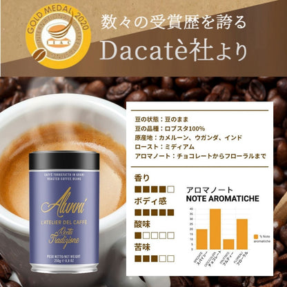 コーヒー豆 250g 「TIN ALUNNI TRADIZION」 エスプレッソ用ブレンド & チョカップ CHOCUP 1箱 6個入り