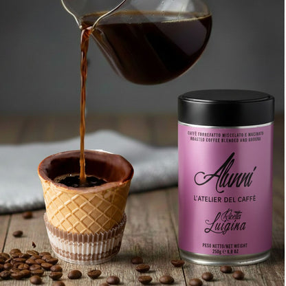 イタリア エスプレッソ 豆 コーヒー豆 (粉) 250g 「LUIGINA」 エスプレッソ用ブレンド & チョカップ CHOCUP 6個入り 贈り物 ギフト セット