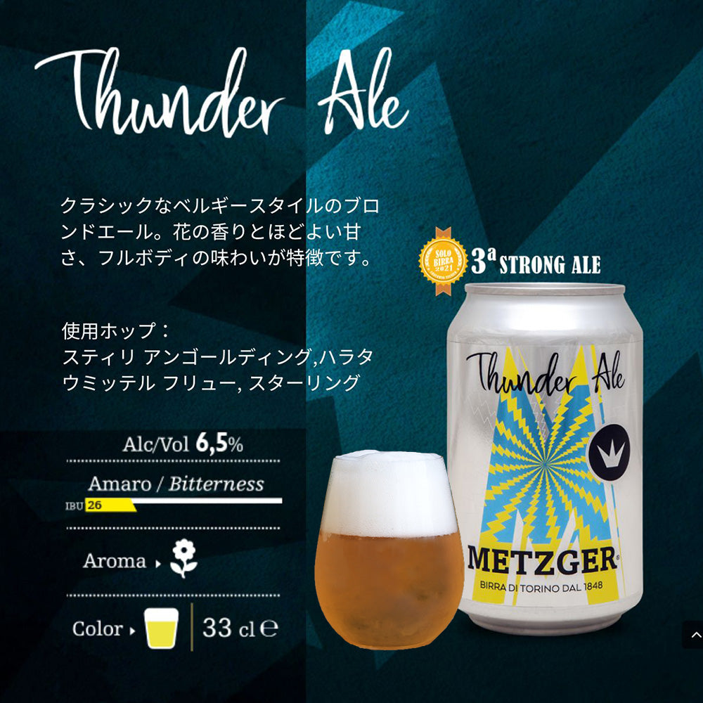 クラフト缶ビール「Thunder Ale」ベルギースタイルのブロンドエール